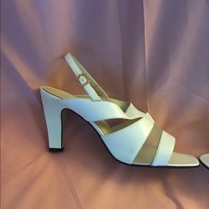 Fresco by Pierre White Leather Heel Sandal